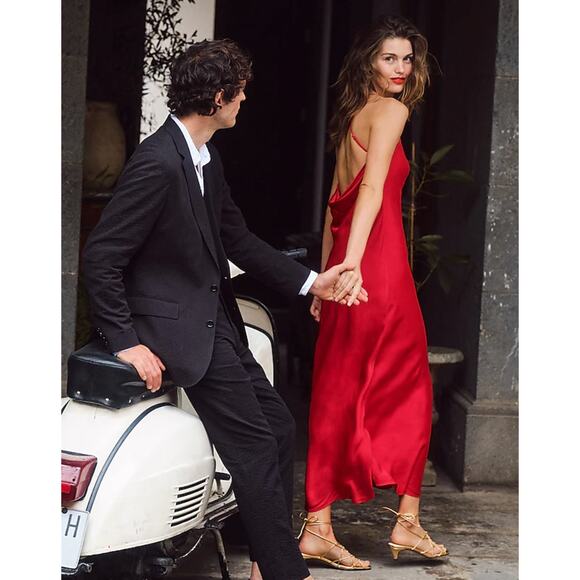 J.Crew Collection Cowlback Slip Dress Satin Viscose Evening Long Black US 18 NWT - Picture 4 of 12